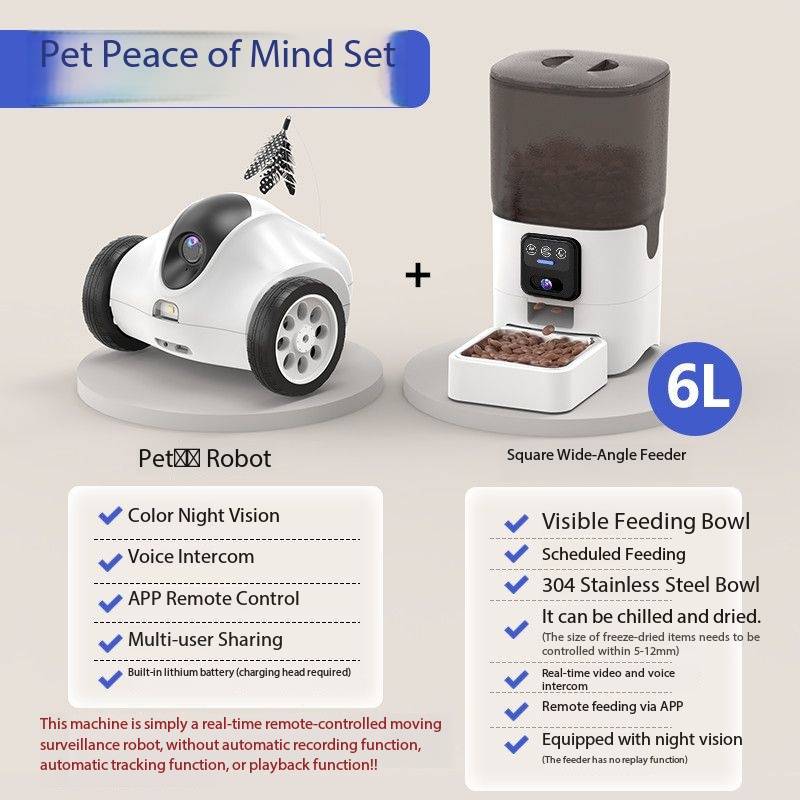 Robot White-Pet + Set Alimentatore Intelligente da 6L