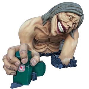 新しいデザインの大きな金属の街並みの装飾愚かなピエロの像のゴミ箱はキャラクターモデル樹脂グラスファイバーの彫刻を粉砕することができます - Product Image 5