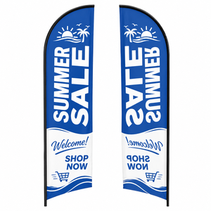 Kit de drapeau publicitaire portable pour extérieur, drapeau en polyester imprimé numériquement en forme de goutte d'eau avec piquet et mât. - Product Image 1