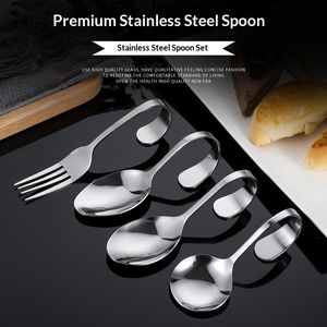Cuchara de Servir de Acero Inoxidable con Mango Curvo, Tenedor para Postre, Pulido Espejo, para Aperitivos, Ensaladas, Miel, Mermelada, Mariscos, <span class=keywords><strong>Sushi</strong></span>, Vajilla - Product Image 2