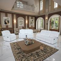 Luxuriöses Modernes Wohnzimmer-Relaxsofa-Set, aus PU-Leder, mit Abnehmbarem Aufbewahrungstisch