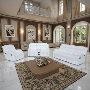Luxury Modern Living Room Recliner <b>Sofa</b> Set, Made of PU Leather, with Removable Storage <b>Table</b> - Product Image 3