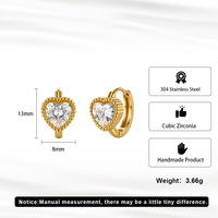 Boucles d'oreilles clous unisexes en or, argent et zircon, en acier inoxydable, légères, anti-oxydation, durables, faible entretien