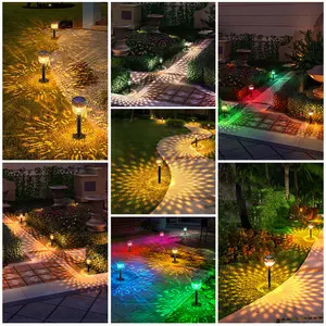 Lámpara de pie de proyección Luces de patio al aire libre Led Todo en uno Farola solar con control remoto