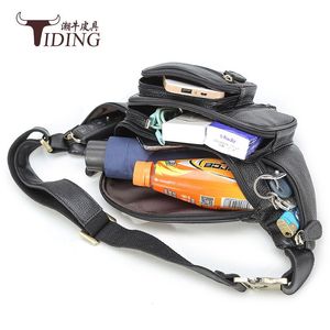 Sac de poitrine pour homme en cuir véritable Tiding, grande capacité, fermeture à glissière, sac de sport décontracté pour l'extérieur, sac banane 3037 - Product Image 5