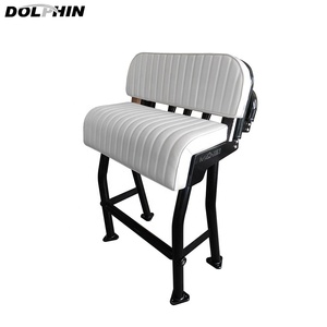 Dolphin Pro2 Marine Boat Seat <span class=keywords><strong>Leaning</strong></span> <span class=keywords><strong>Post</strong></span> avec dossier et support de canne à pêche Cadre en aluminium noir avec coussin blanc - Product Image 2