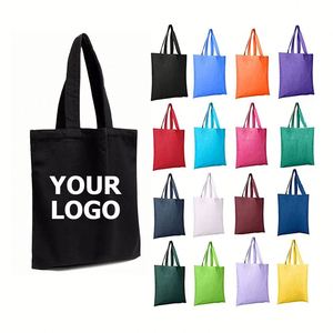 Custom logo 12oz Cotton <b>Shopper</b> Bag <b>Canvas</b> Shopping Handbag Shoulder <b>Canvas</b> Cotton Tote Bag With Zipper Pocket - Product Image 1
