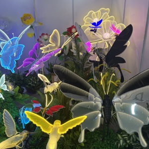 Decoración Luminosa para Jardín Exterior, Mariposas Coloridas Simuladas con Alas Móviles y Luces <span class=keywords><strong>LED</strong></span> para Bodas - Product Image 3