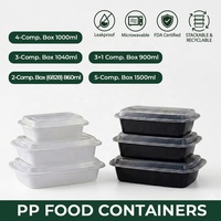 Conteneur alimentaire en plastique PP réutilisable sans BPA, homologué FDA, pour la vente en gros, emballage rectangulaire ou rond à emporter, compatible micro-ondes, boîte à lunch