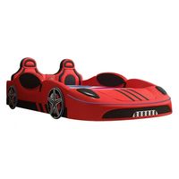 Zeitgenössisches Auto-förmiges Kinderbett mit Premium-Lederfinish und ergonomischem Design für ein sicheres Schlaferlebnis.