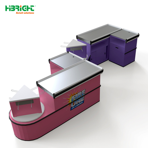 Mostrador <span class=keywords><strong>de</strong></span> Acero Resistente <span class=keywords><strong>de</strong></span> Doble Cara, Sin Electricidad, con Porta Bolsas y <span class=keywords><strong>Caja</strong></span> <span class=keywords><strong>Registradora</strong></span> para Tiendas Minoristas - Product Image 1