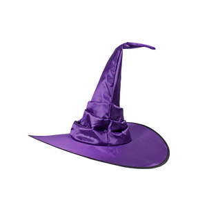 Chapeau de sorcière plissé noir MADESHINE unisexe en satin froncé et volanté pour fête costumée, déguisement de sorcier, Halloween - Product Image 4