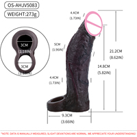 ORALSX 8 pouces, extenseur de pénis vibrant, agrandisseur de pénis, retardateur d'éjaculation, préservatif réutilisable, manchon de pénis noir pour couples, jouets sexuels