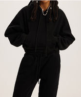 Ensemble deux pièces pour femmes survêtement personnalisé automne et hiver Plus velours épaissi couleur unie à capuche sport pull décontracté