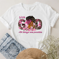 Avec Dieu, tout est possible Ruban Afro Girl Design personnalisé Fer à repasser sur transfert thermique Impression Dtf pour t-shirt Diy
