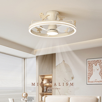 Ventilateur LED pour chambre d'enfant, moteur DC, 6 vitesses, télécommande, faible bruit, petit dinosaure mignon, moderne, 3 couleurs, intensité variable pour