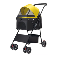 Poussette pour animaux de compagnie à grande capacité à 4 roues pour les sorties en plein air, pliable, portable, en tissu Oxford, réglable pour les chiens, pour les voyages en plein air