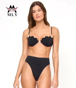MLY Moda de Praia em Alta: Biquíni Feminino Personalizado de Duas Peças Liso com Amarração Sexy - Product Image 2