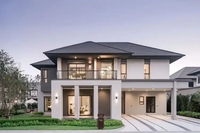 Kits de construction de villas préfabriquées modernes en acier léger pour l'extérieur avec conception de garage