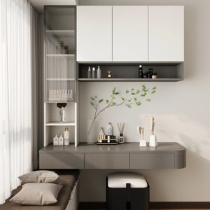 Mới nhất hợp thời trang tối giản sang trọng rắn thông gỗ Vanity Bàn kệ sách 3-in-1 ký túc xá bộ có thể tháo rời thắp sáng gương thân thiện với môi - Product Image 2