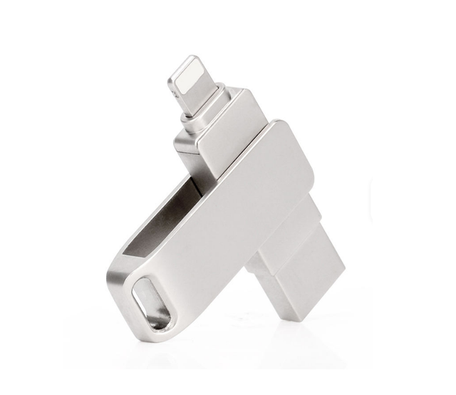 Wholesale iPhone Compatible Dual-function Metal Rotating USB Flash Drive 64