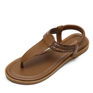 Elegant T-Strap <b>Flat</b> <b>Sandals</b> Microfiber Leather Open Toe Summer Women Shoes Breathable Slip-On EVA Outsole Drop Shipping - Product Image 5