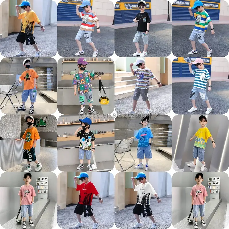 2023 New Baby Boys' Clothing Set Cotton Casual Children's Wear Printed Multi Style Boys' Shorts Design Preschool Children's Set