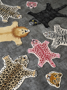 Tapis tibétain 3d imprimé animaux, accessoire de salon, rose moderne en forme de tigre - Product Image 6