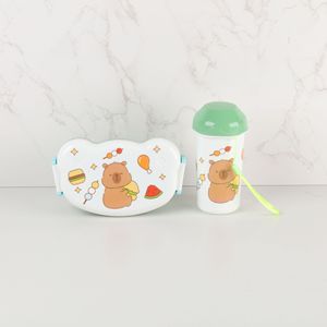 Cute Cartoon <b>Lunch</b> Box <b>Set</b> Egg Shape With Water Bottle For Kids School Picnic - Product Image 3