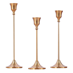 현대 구리 컬러 매트 바닥 금속 촛대 홀더 수제 웨딩 디너 액세서리 세련된 가정 장식 - Product Image 1