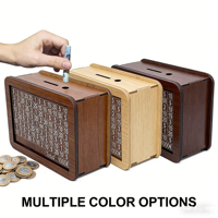 Tirelire en bois personnalisée pour enfants, idéale pour ranger billets et pièces de monnaie (EURO, USD, GBP) - Meilleure vente
