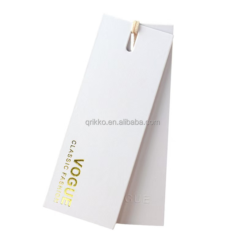 Custom Gold Foil Garment Tags Custom Logo Tag White Swing Ticket Gold Foil Stamping Logo Hang Tag for Jeans and Clothing