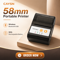 Printer Thermal Portabel Bluetooth Nirkabel 58mm, Mesin Pencetak Struk dan Barcode Mini dengan Baterai Isi Ulang