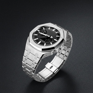 Reloj de Lujo para Hombre con Caja de Acero Inoxidable, Correa Acrílica Redonda, Cierre Oculto y Resistencia al Agua de 10m - Product Image 5