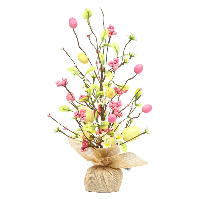 2023 Easter Egg Tree Tabletop Centerpiece Decor with Led Light for Home Party Wedding Holiday Spring Summer Decoration