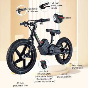 Batterie amovible amovible équitation coup de pied pas de pédale 16 pouces jouet vélo Cycle enfants bébé enfant E vélo d'équilibre électrique pour les enfants - Product Image 5