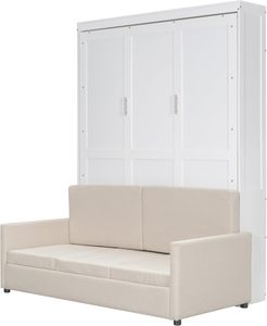 Lit Murphy mural blanc <span class=keywords><strong>Queen</strong></span> avec armoire de rangement, moderne, pliable, gain de place, lit dissimulé, en stock aux États-Unis, de Houston, Texas - Product Image 5