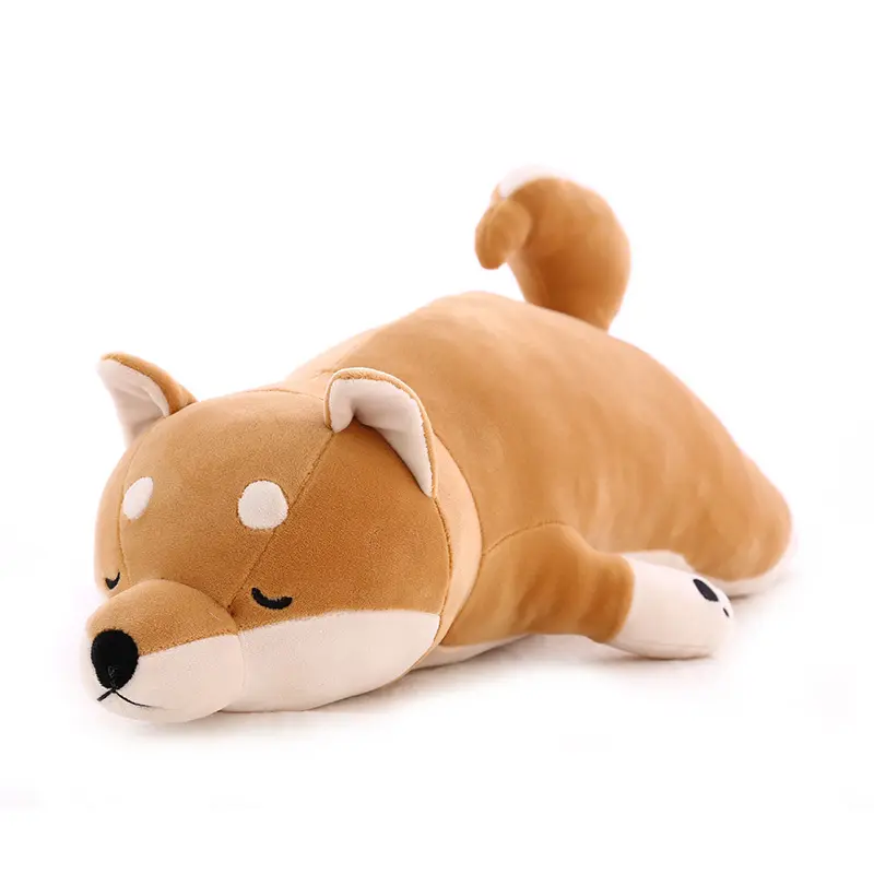 Mainan boneka anjing lucu Shiba Inu, mainan boneka hewan lembut ketat tidur mewah