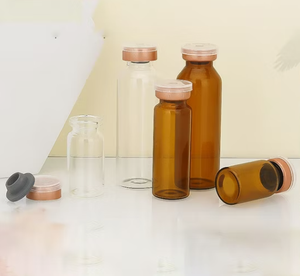 12ml/30ml amber glass vial, empty glass packaging bottle, with matte gold/silver cap, custom lid color supported - Product Image 3