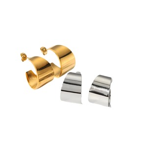 Pendientes de aro anchos en forma de C, chapados en oro de 18 quilates, de acero inoxidable, joyería de moda para mujer, TE6085 - Product Image 4