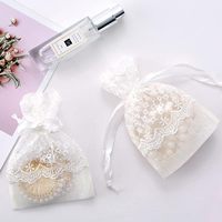 Kantong Organza Kecil untuk Souvenir Pernikahan, Ulang Tahun, Kerajinan Perhiasan, Tas Serut Renda Putih Benang Bambu Lembut untuk Kemasan Hadiah