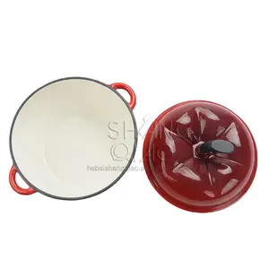 Cazuela festiva de calabaza, olla para estofado <span class=keywords><strong>con</strong></span> forma de tomate, esmalte rojo de hierro fundido - Product Image 6