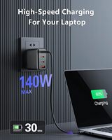 Chargeur USB-C HYTO 140W GaN Station de charge rapide à 4 ports 3C1A PD3.1 Adaptateur de bloc de chargeur mural pour Mac Book Pro et autres ordinateurs portables