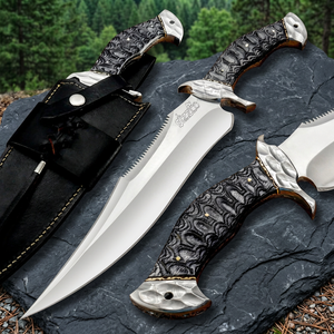 Cuchillo Bowie de Hoja Fija para Caza y Supervivencia, Hecho a Mano con Acero D2, Punta Clip, Mango de Madera Exótica y Empuñaduras de Acero Forjado, 15.50 Pulgadas - Product Image 1