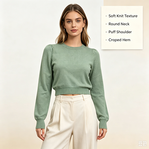 Pull-over décontracté blanc en maille fine de haute qualité Janis Undefined, personnalisé, à manches longues, OEM & ODM, pour l'automne - Product Image 4