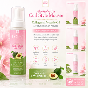 Wholesale Alcohol Free Curl Style Mousse Volumizing Hair Styling <b>Foam</b> With Collagen Avocado Oil <b>For</b> Curls 207ml - Product Image 2