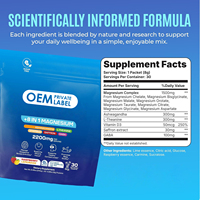 Mélange de poudre apaisante 8-en-1 au glycinate de magnésium, supplément de cortisol avec Ashwagandha, Safran, GABA, L-Théanine pour le stress et le sommeil