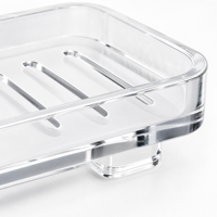 Support à Savon en Acrylique Personnalisé Transparent avec Fentes de Drainage pour Salle de Bain, Organisateur de Coiffeuse, Base de Rangement, Impression de Logo OEM