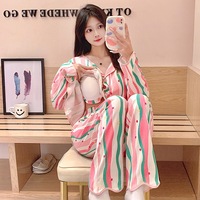 Pyjama une Pièce pour Femme en Coton, Cardigan à Manches Longues Motif Chat de Dessin Animé, Respirant et Décontracté, Taille XS pour Tenue d'Automne
