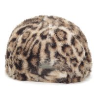 Topi Bisbol Bulu Leopard Vintage Wanita, Bulu Imitasi Tebal Hangat, Pelindung Dingin Luar Ruangan, Topi Musim Dingin Grosir
